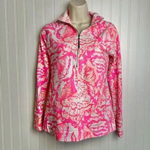 Lilly Pulitzer pink half zip long sleeve pullover jacket size XXS L38